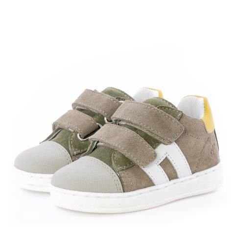 Clic! Klittenbandschoen taupe met okergeel