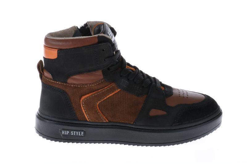 HIP halfhoge sneaker - donkerbruin met cognac