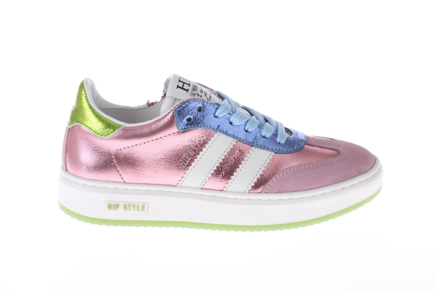 HIP sneaker - metallic roze met gekleurde details