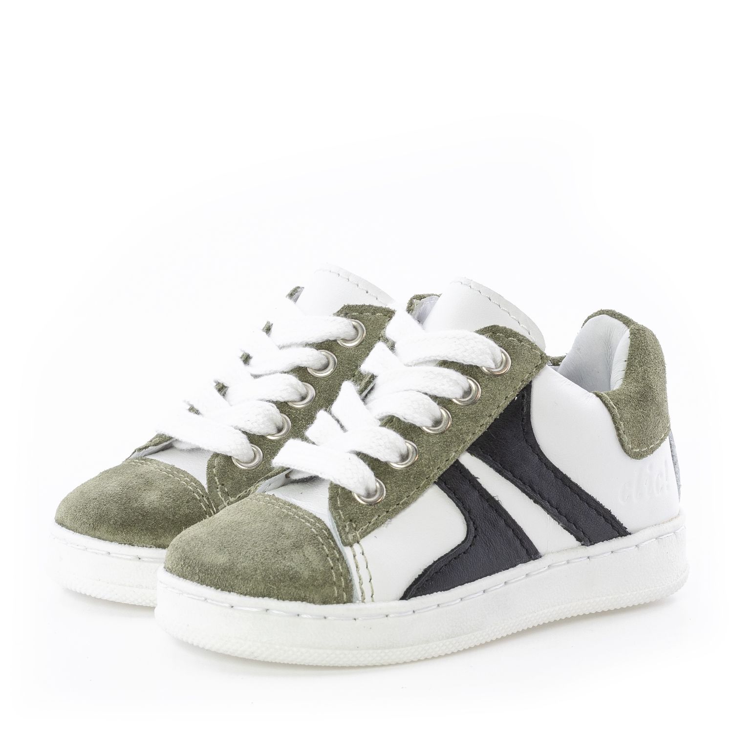 Clic! Veterschoenen - olijfgroen met wit Clic! Veterschoenen - olijfgroen met wit