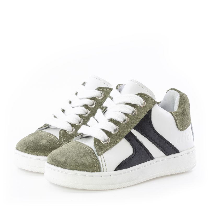 Clic! Veterschoenen - olijfgroen met wit