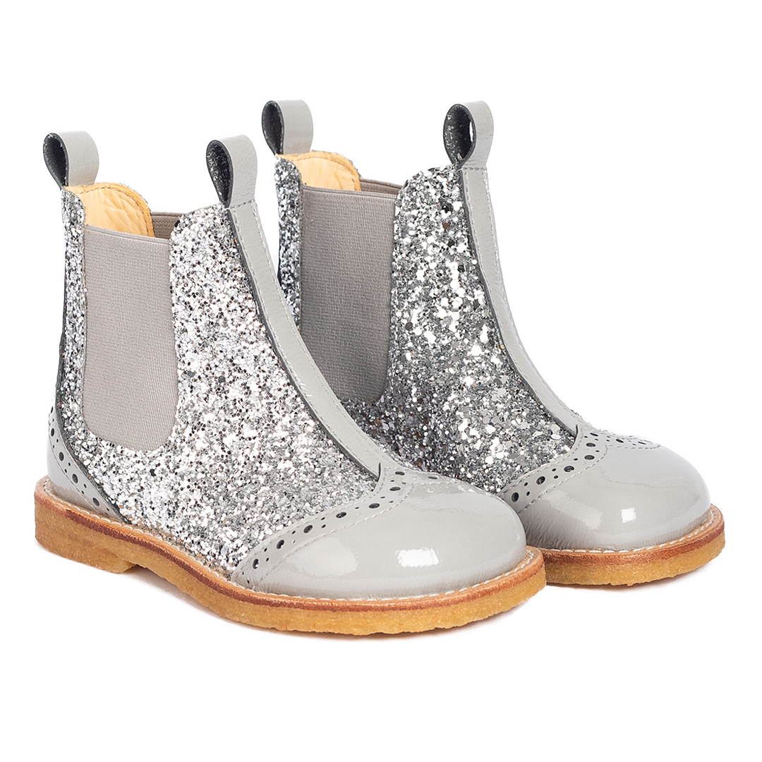 Angulus chelsea boot // Gray Silver Glitter