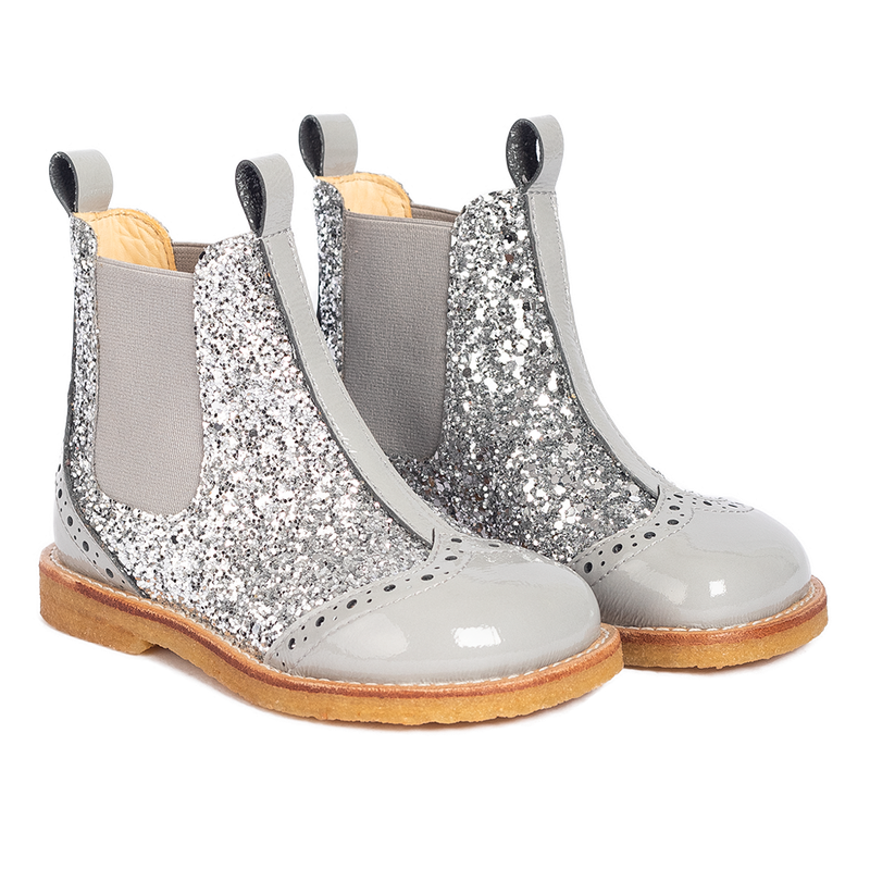 Angulus chelsea boot // Gray Silver Glitter