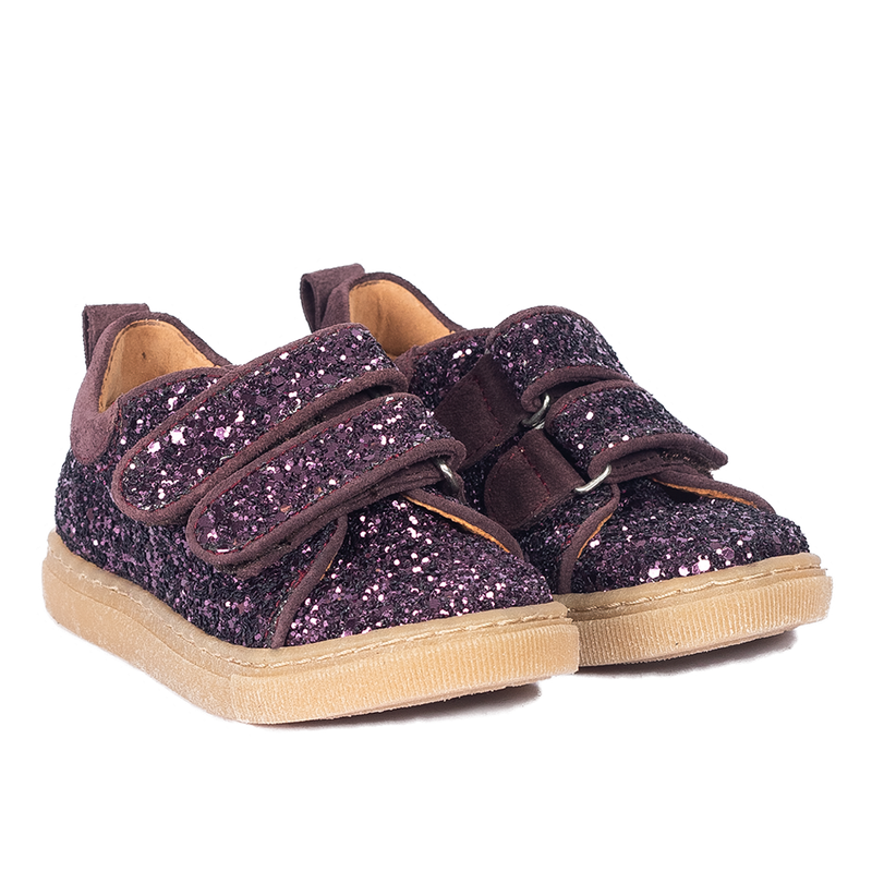Angulus klittenbandschoen // Dusty Aubergine Glitter