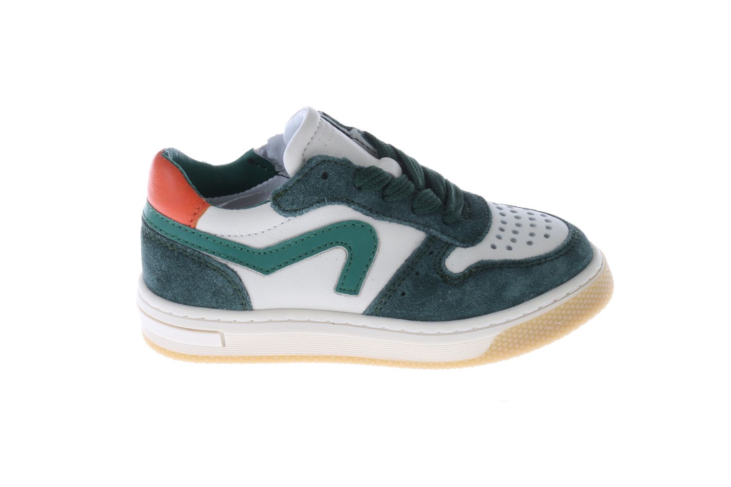 Pinocchio sneaker - groen met oranje en wit