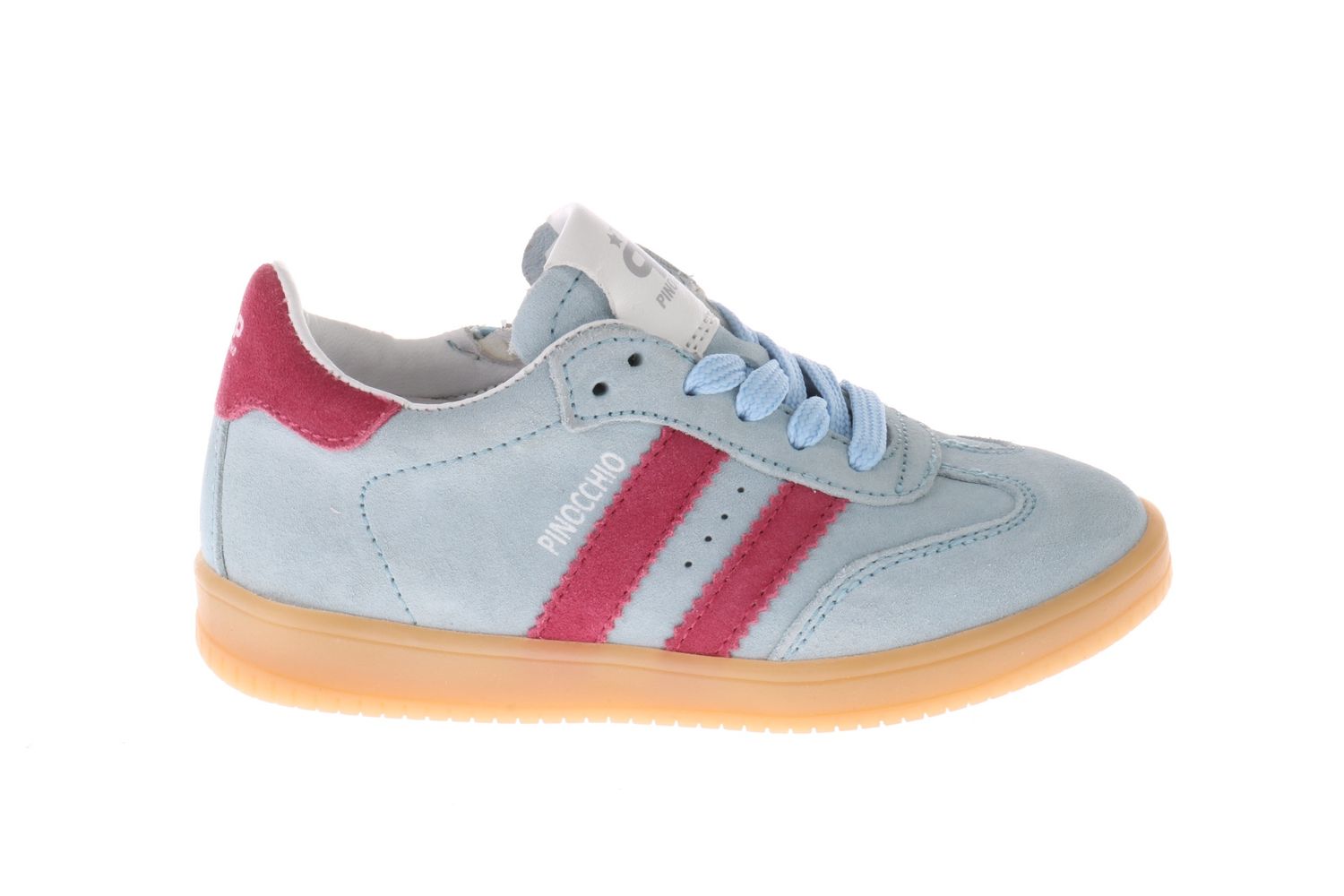 Pinocchio sneaker - lichtblauw met rode strepen Pinocchio sneaker - lichtblauw met rode strepen