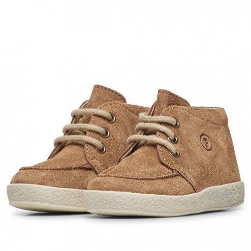 Falcotto veterschoen - taupe met witte veter Falcotto veterschoen - taupe met witte veter