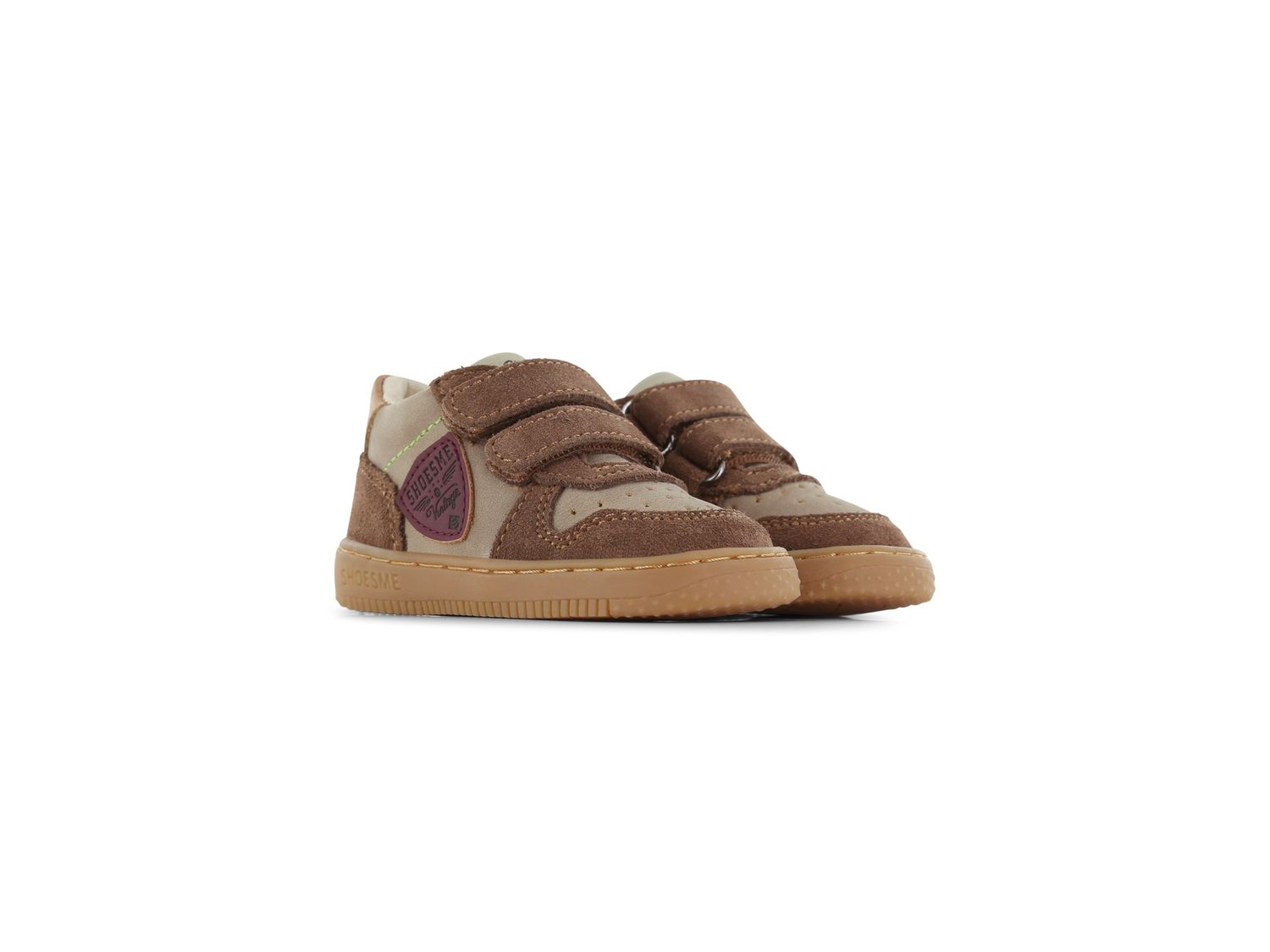 Shoesme babysneaker taupe met bruin en beige