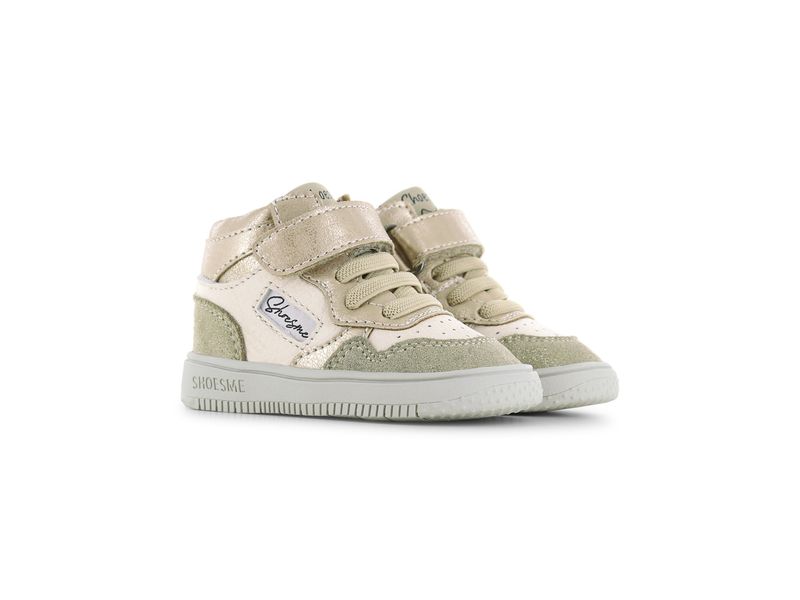 Shoesme halfhoge babysneaker goud met beige