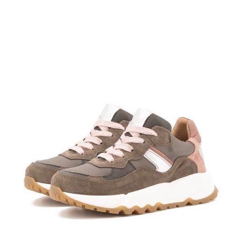 Clic! Sneaker met taupe en oudroze