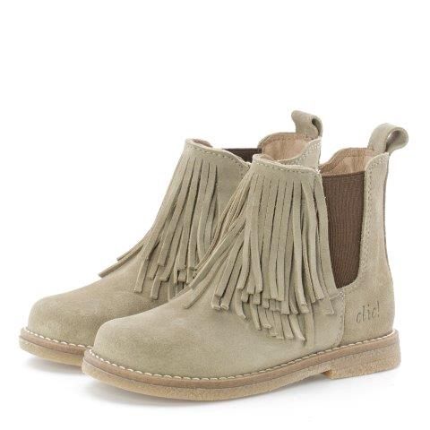 Clic! Taupe laarsje met franjes
