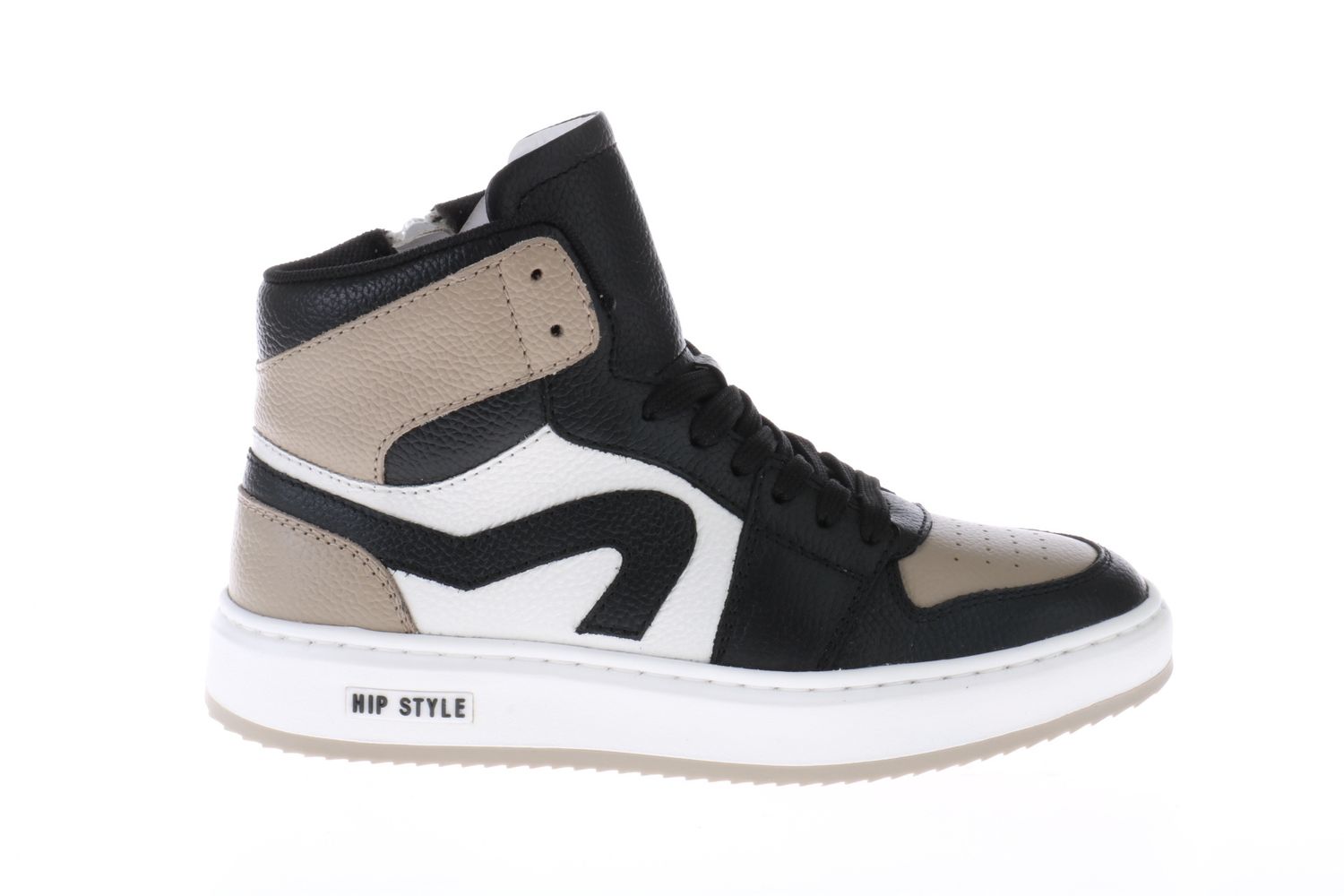 HIP halfhoge sneaker - taupe, zwart, wit