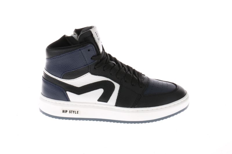 HIP halfhoge sneaker - zwart, donkerblauw met wit