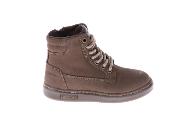 Pinocchio halfhoge sneaker - taupe met beige veter