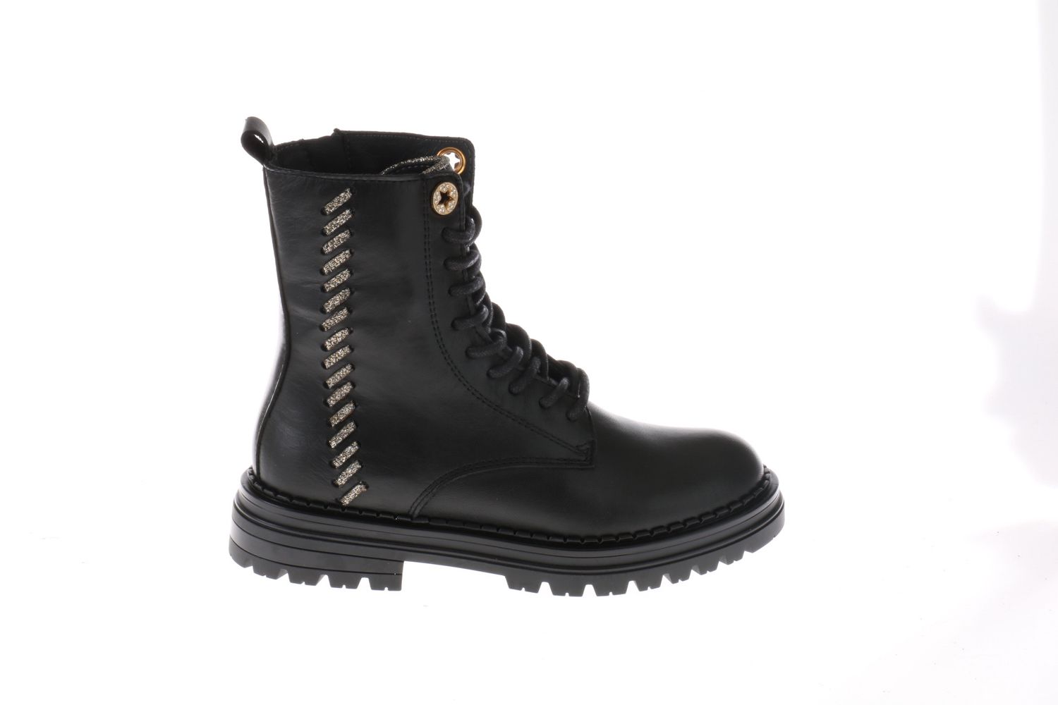 HIP bikerboot - zwart met vlechtdetail HIP bikerboot - zwart met vlechtdetail