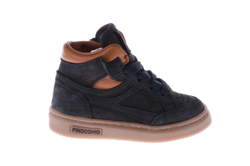 Pinocchio halfhoge sneaker – donkerblauw met cognac details
