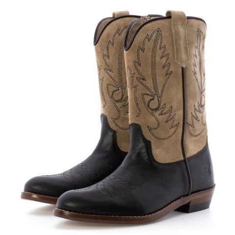 Clic! Westernlaars donkerbruin met beige
