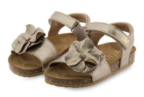 Clic! Sandaal metallic met bloemdetail