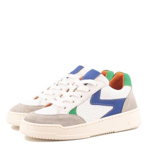 Clic! Veterschoen wit met cobalt en groene details