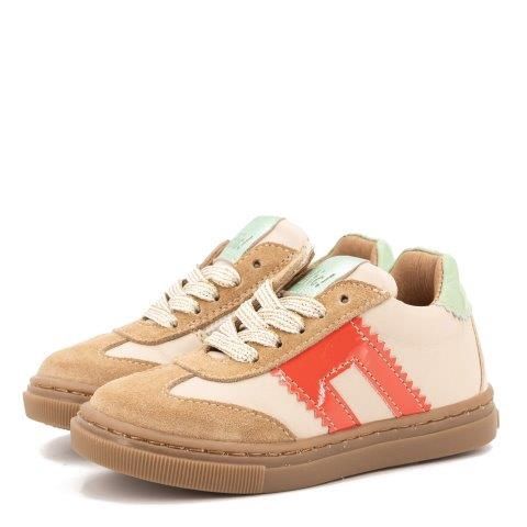 Clic! Veterschoen beige met rode en groene details