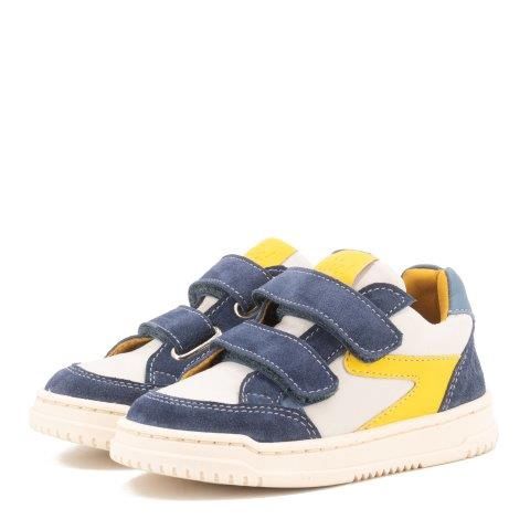 Clic! Klittenband schoen donkerblauw met witte en gele details