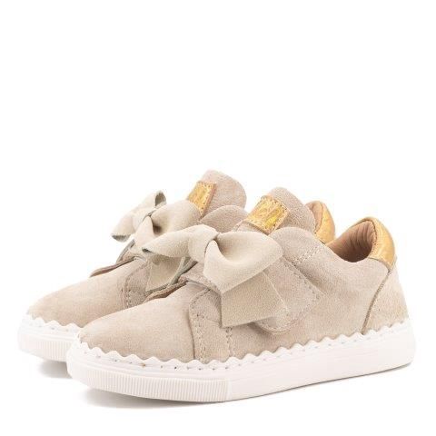 Clic! Klittenbandschoen beige met strik