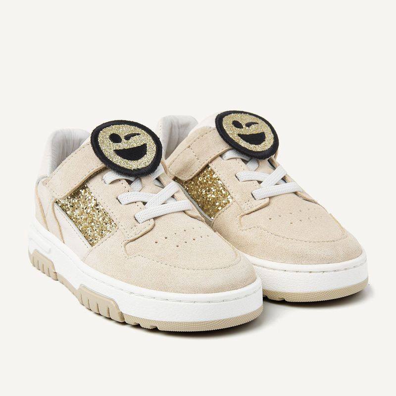 Nubikk Basket Court JR – Beige Combi Glitter Gold