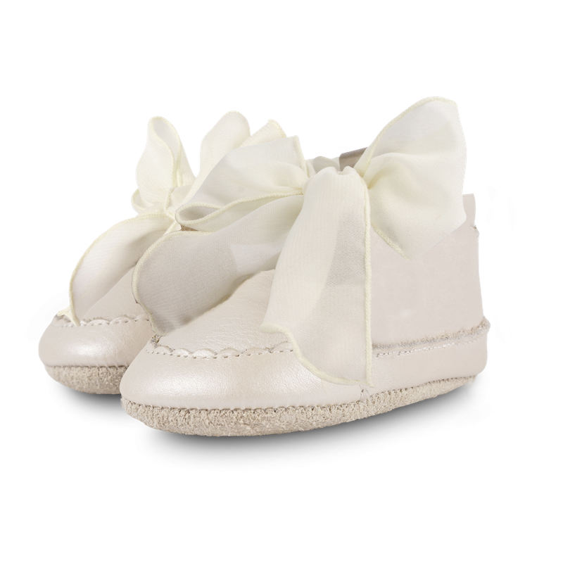 Donsje Baby Footwear // Lonny Sneakers | Off White Metallic Leather