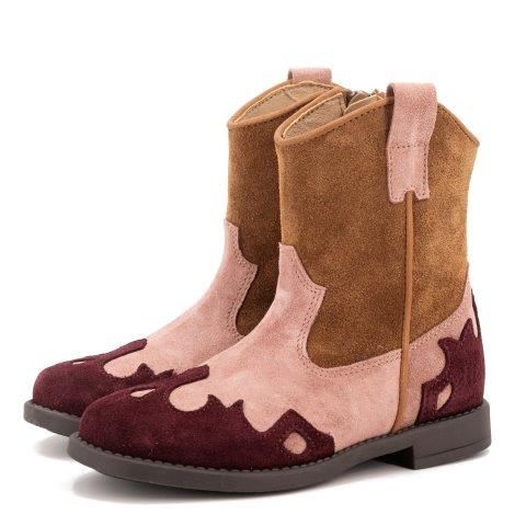 Clic! Westernlaars met bordeaux, roze en cognac
