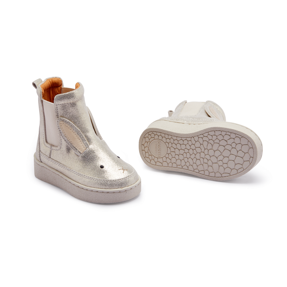 Donsje Toddler Footwear // Kheera Boots Bunny | Silver Metallic Donsje Toddler Footwear // Kheera Boots Bunny | Silver Metallic