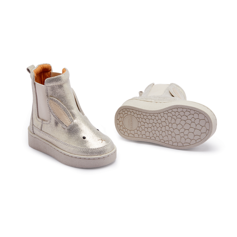 Donsje Toddler Footwear // Kheera Boots Bunny | Silver Metallic