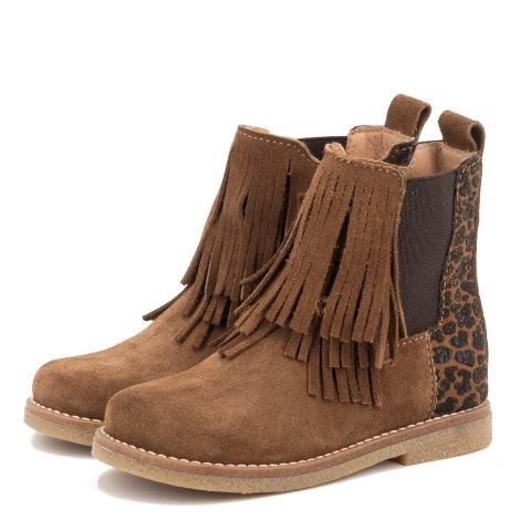 Clic! Halfhoog westernlaarsje cognac met panterprintje
