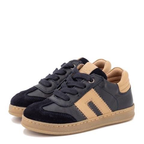 Clic! Veterschoen donkerblauw met taupe