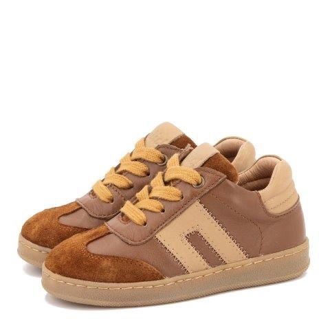 Clic! Veterschoen taupe met beige strepen