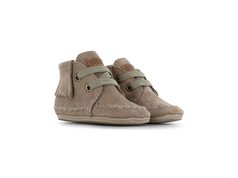 Shoesme taupe baby proof schoentje met franjes