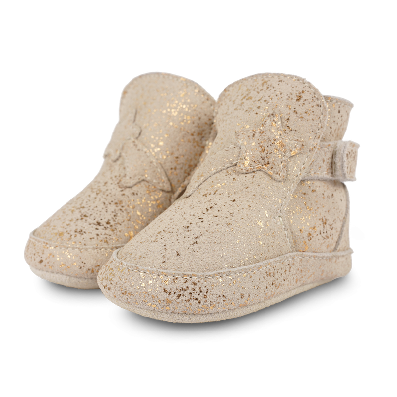 Donsje Baby Footwear // Diena Booties Shooting Star | Cream Metallic