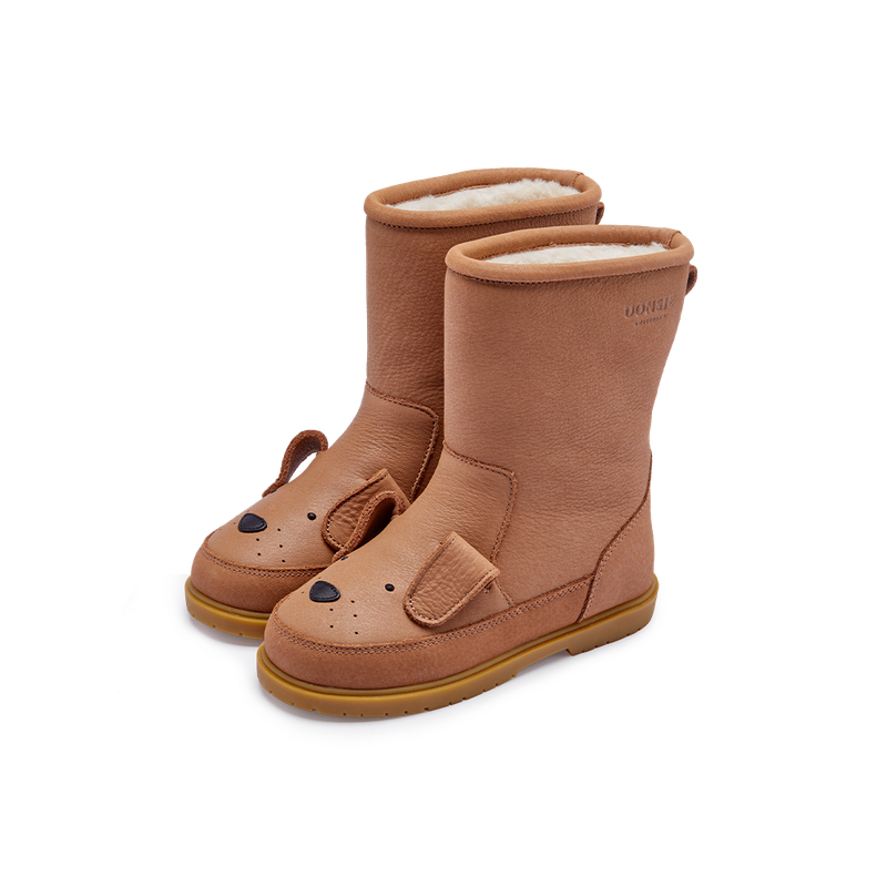 Donsje Kids Footwear // Wadudu Classic Boots Dog | Hazelnut Leather