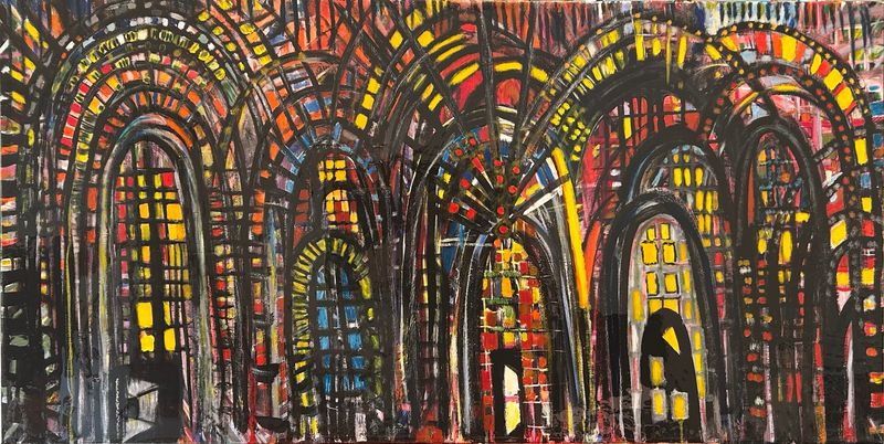 Tilted Chapels - Size: 48" x 24"