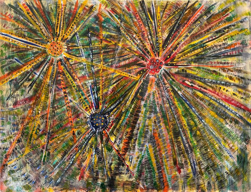 Orange & Red Cul De Sac - Size: 40" x 30"