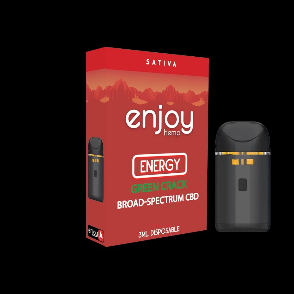 Enjoy Hemp CBD Disposables, Strain: Green Crack/Energy