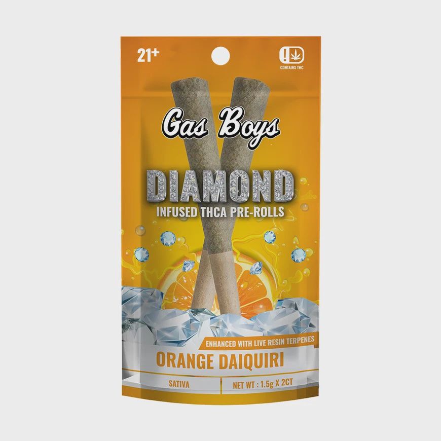 Gas Boys Diamond Infused Pre-Rolls (2 pack) 1.25g ea., Strain: Orange Daiquiri