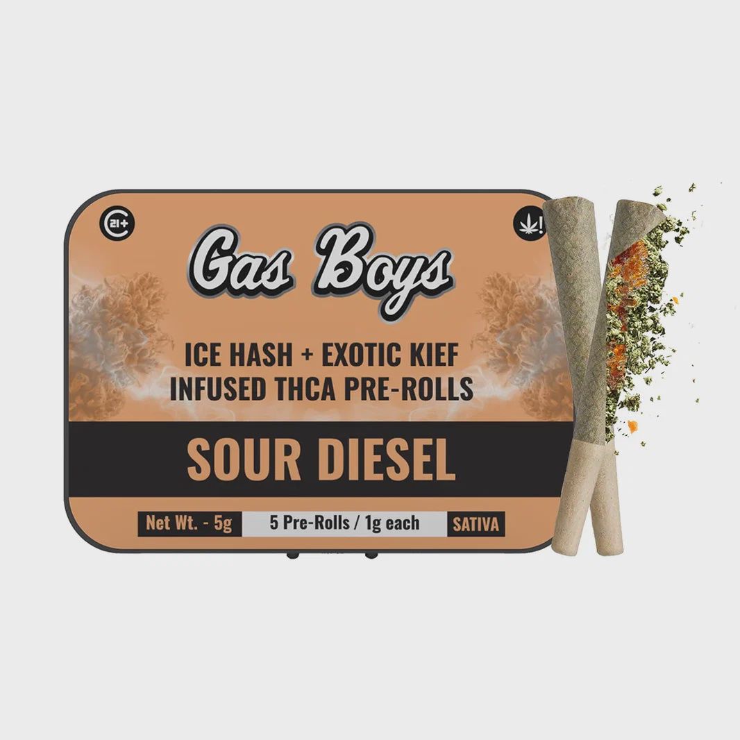 Ice Hash + Exotic Kief Infused Pre-Rolls 5x1gram, Strain: Sour Diesel