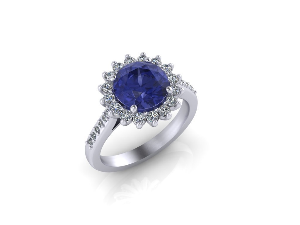 Tanzanite and diamond cluster ring
