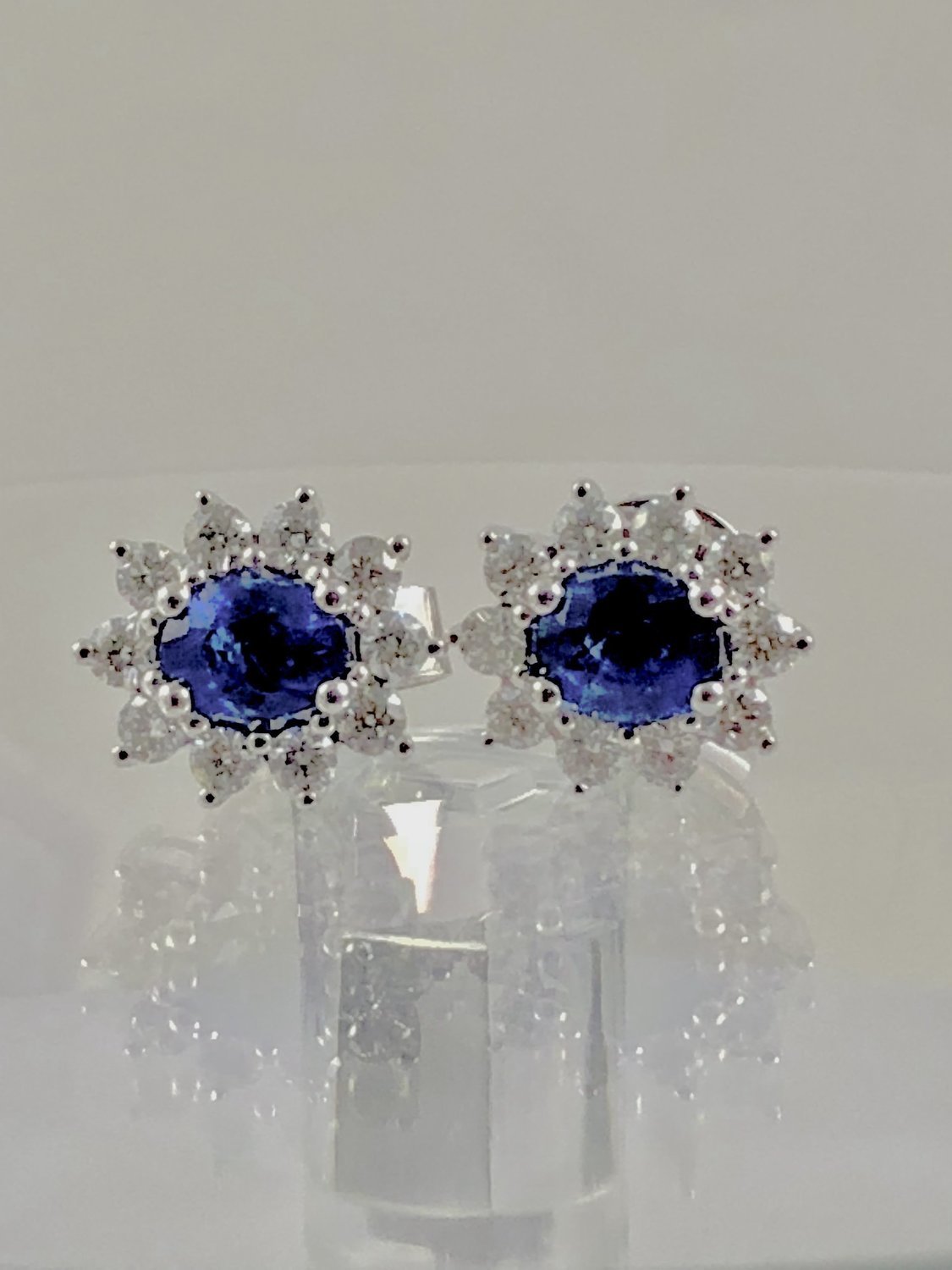 Sapphire and diamond ear studs
