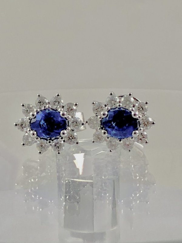 Sapphire and diamond ear studs