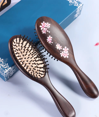 Brosse à cheveux en Ebène (fleurs)