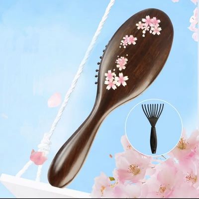 Brosse à cheveux en Ebène (fleurs)