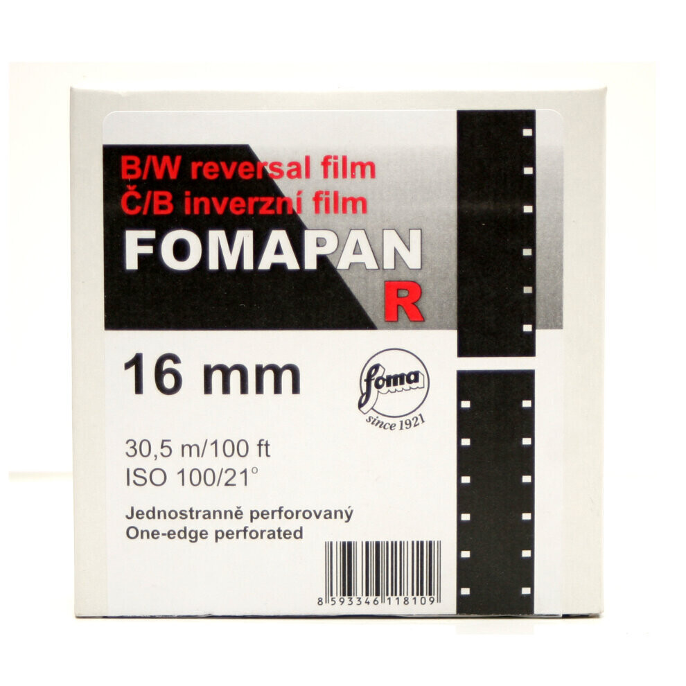 Fomapan 100R 16mm 100ft (30.5m) Single Perforated Black & White Reversal