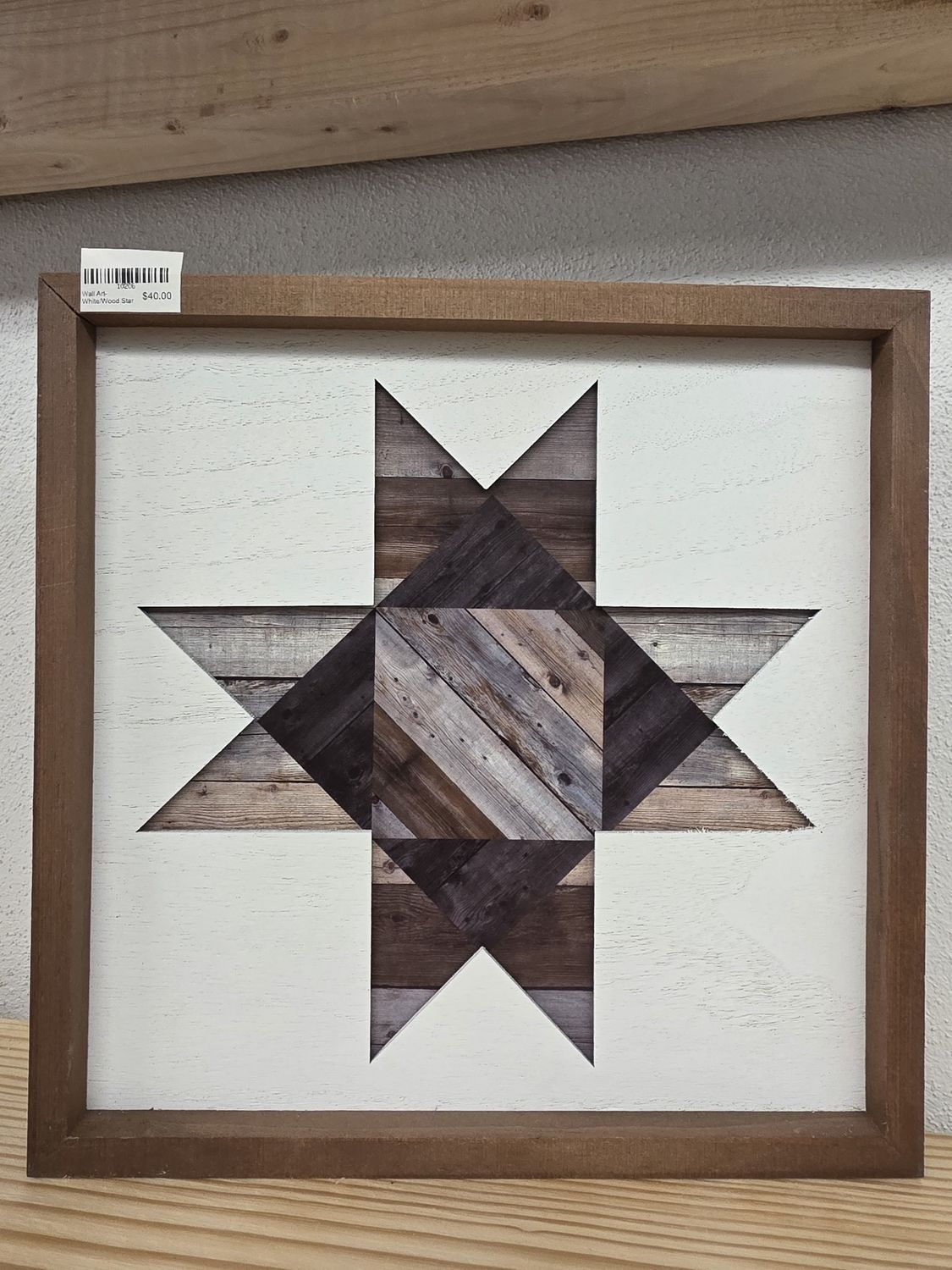 Wall Art- White/Wood Star