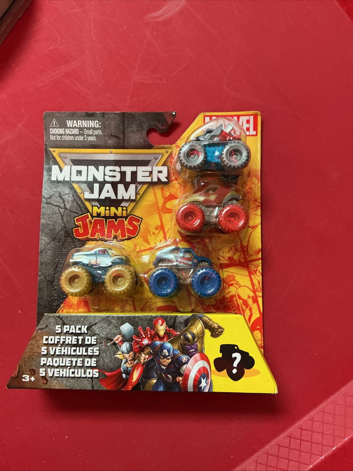 Monster Jam, Marvel Official Mini 5-Pack with Mystery Collectible Monster Truck,